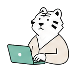 ノートPCで作業するキャラクター